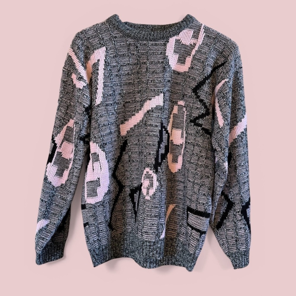 Vintage 80's/90's Lavane NY Men's Small Geometric Coogi Style Crewneck Sweater